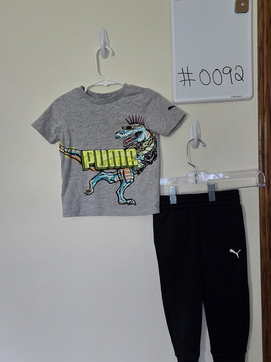 Puma Other - Puma Kids' 2T Gray Dino Graphic Tee and Black Jogger Bottoms #0092